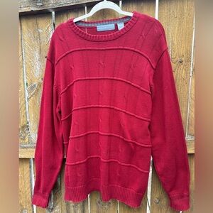 Oscar de la Renta Men 100% Cotton Long Sleeve Dressy Pullover Dark Red Shirt XL